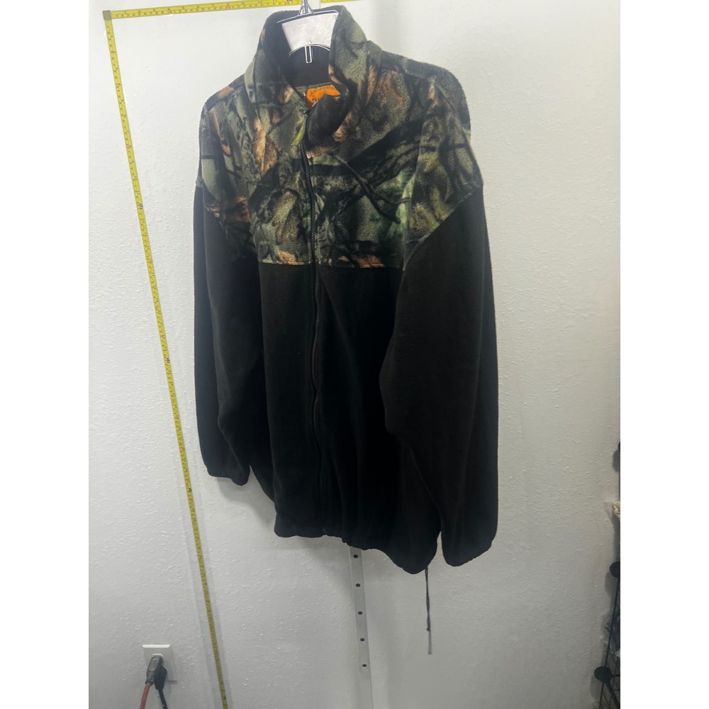 Trail Crest Mens Fleece Jacket 2XL Camo Black Full Zip Hunting Outdoor Warm Coat